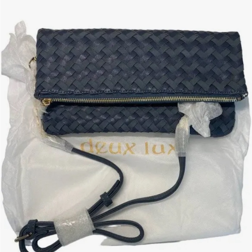 Sole Society Woven Foldover Bag with Crossbody Chain- New!